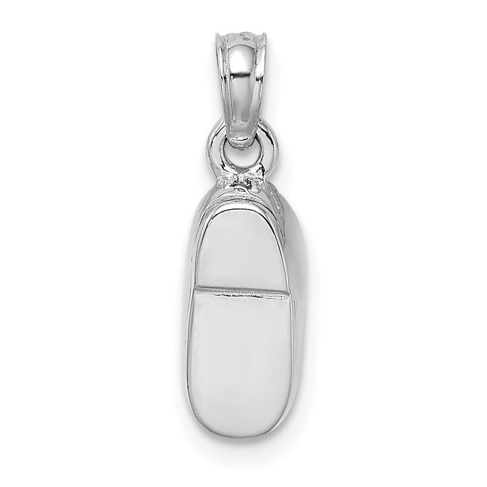 14k Weißgold 3-D Charm „Babyschuh" mit hellblauem Emaille
