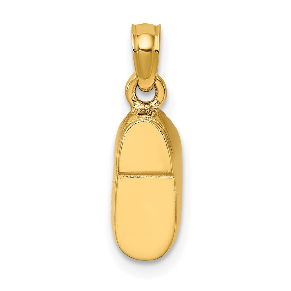 14K Gelbgold und Rhodium mit 3D-Rosa-Emaille-Baby-Schuh-Charm
