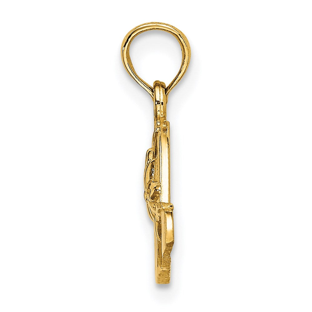 14K Gelbgold Poliert 2-d Rot Emaille Hat Charm