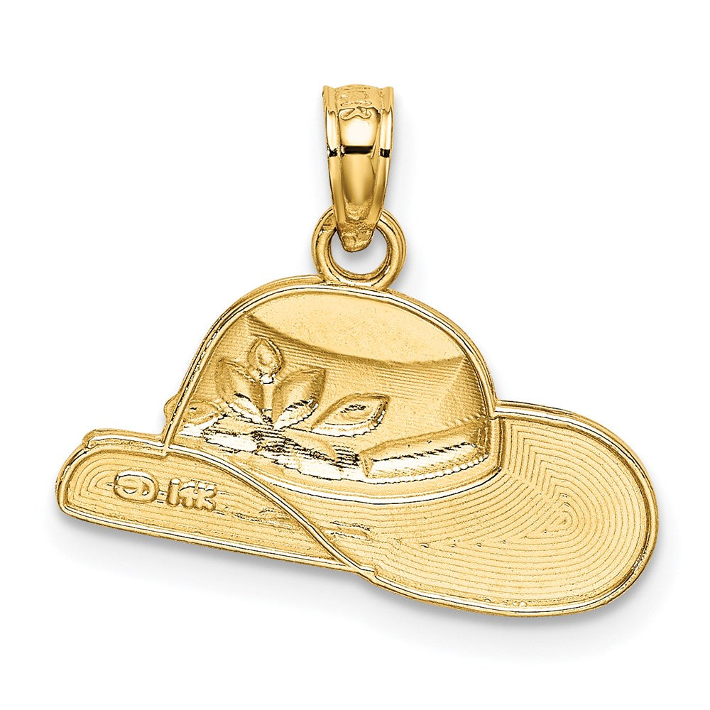14K Gelbgold Poliert 2-d Rot Emaille Hat Charm