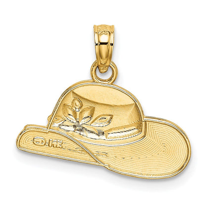 14K Gelbgold Poliert 2-d Rot Emaille Hat Charm