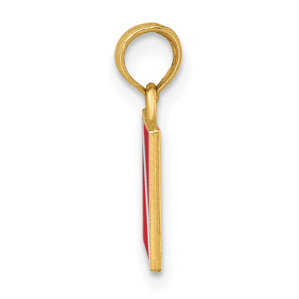 14K Gelbgold Dive Flag mit Rot & Weiß Emaille Charm