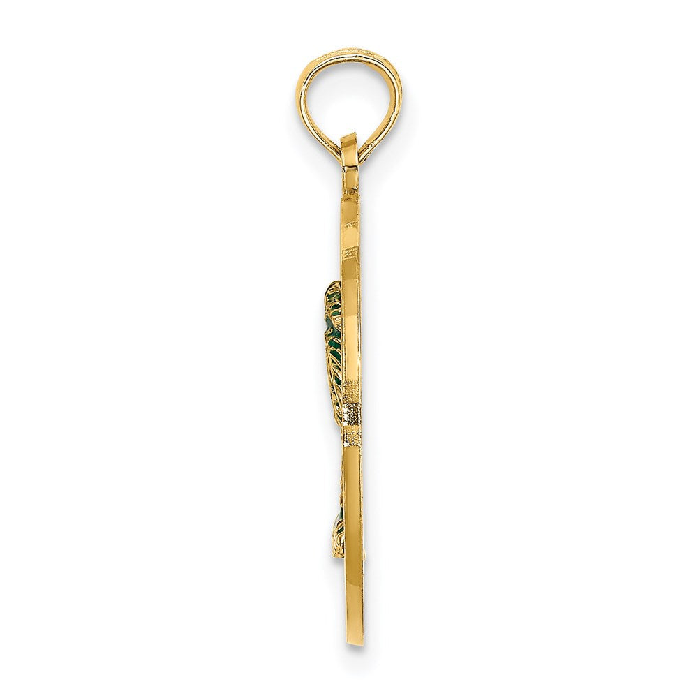 14K Gelbgold SANIBEL Kreis-Charm mit Emaille-Palme