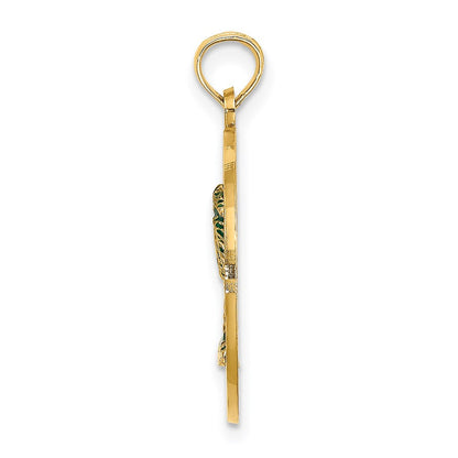 14K Gelbgold SANIBEL Kreis-Charm mit Emaille-Palme