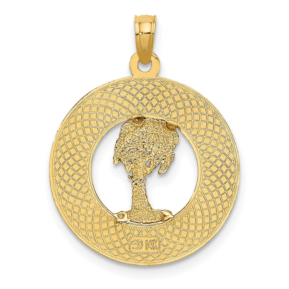 14K Gelbgold SANIBEL Kreis-Charm mit Emaille-Palme