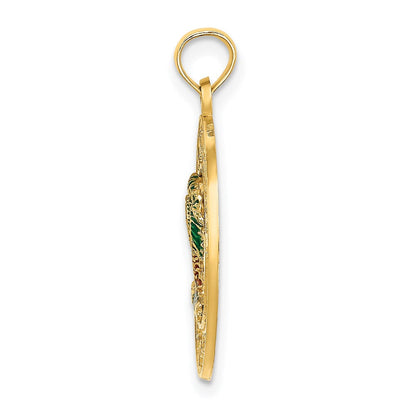 14K Gelbgold SANIBEL Kreis-Charm mit emailliertem Palmenbaum