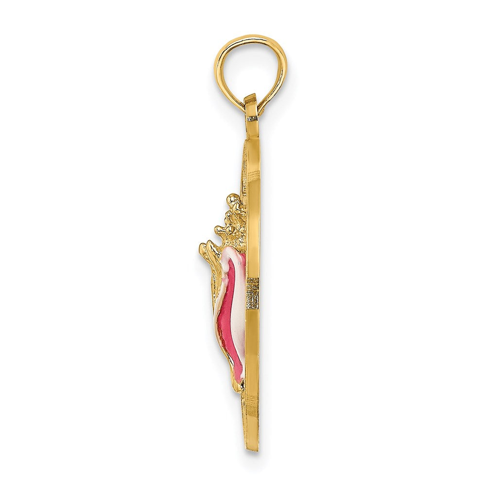 14K Gelbgold SANIBEL Kreis-Charm mit Emaille-Muschelschale