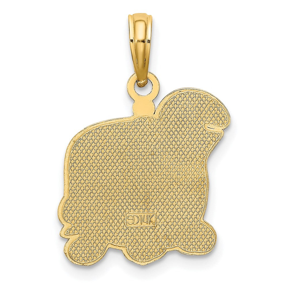 14K Gelbgold Charm Schildkröte mit brauner, beige-farbener und schwarzer Emaille