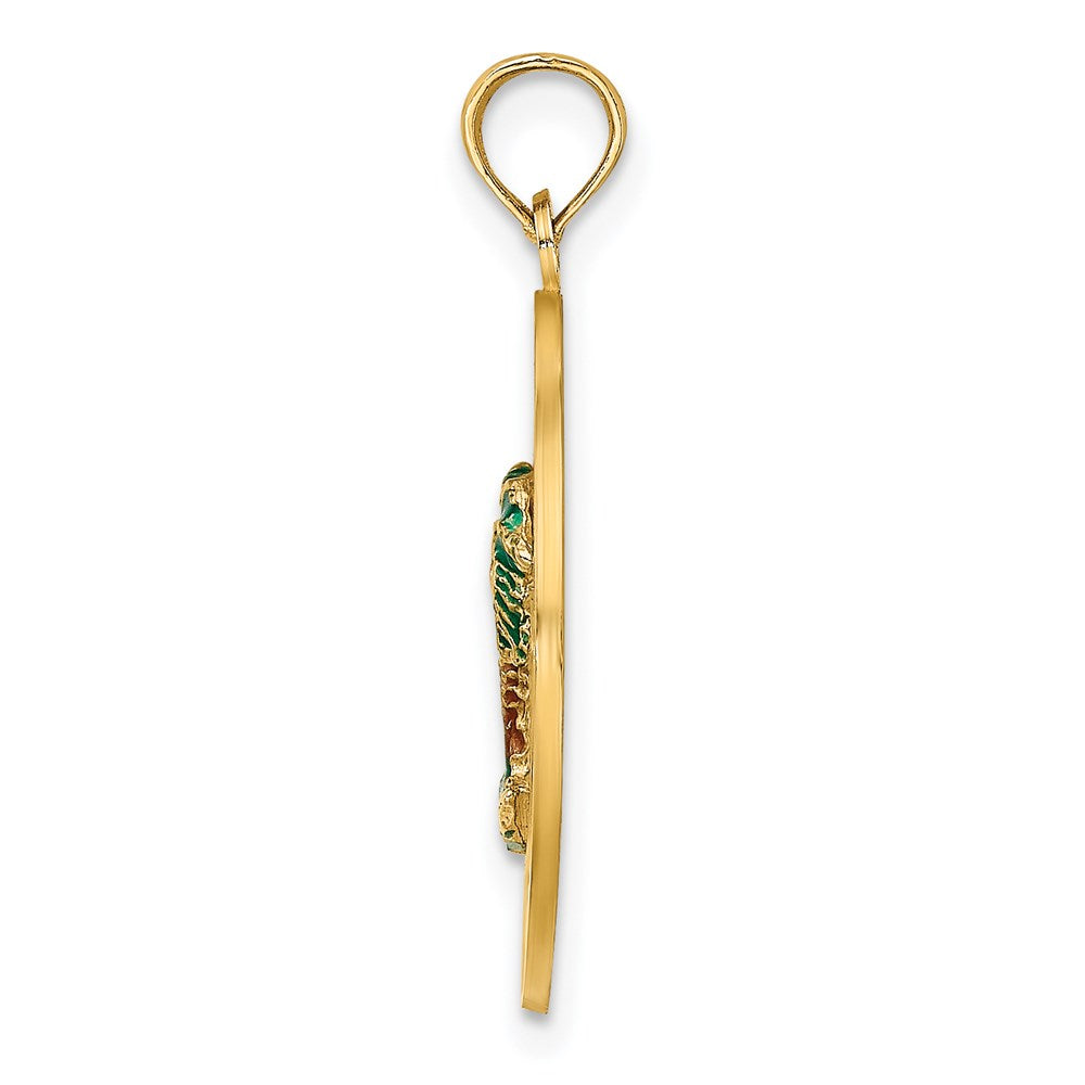 14K Gelbgold Charm mit Emaille, SARASOTA Kreis-Palme