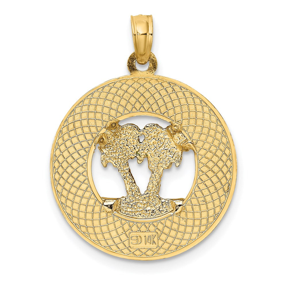 14K Gelbgold Charm mit Emaille, SARASOTA Kreis-Palme