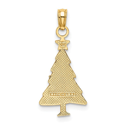 14K Gelbgold Emaille Grün Weihnachten Baum mit Rot Stern Charm