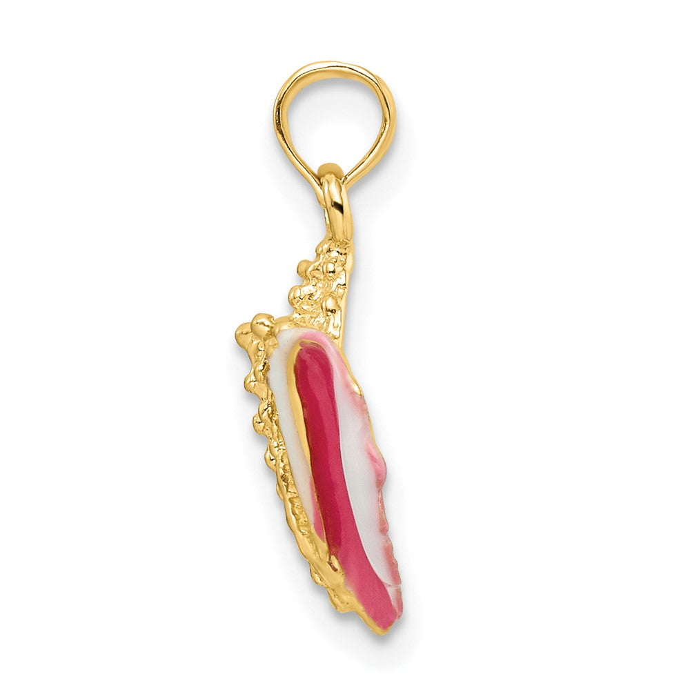 14K Gelbgold Anhänger, Muschel-Design, strukturiert und mit Emaille