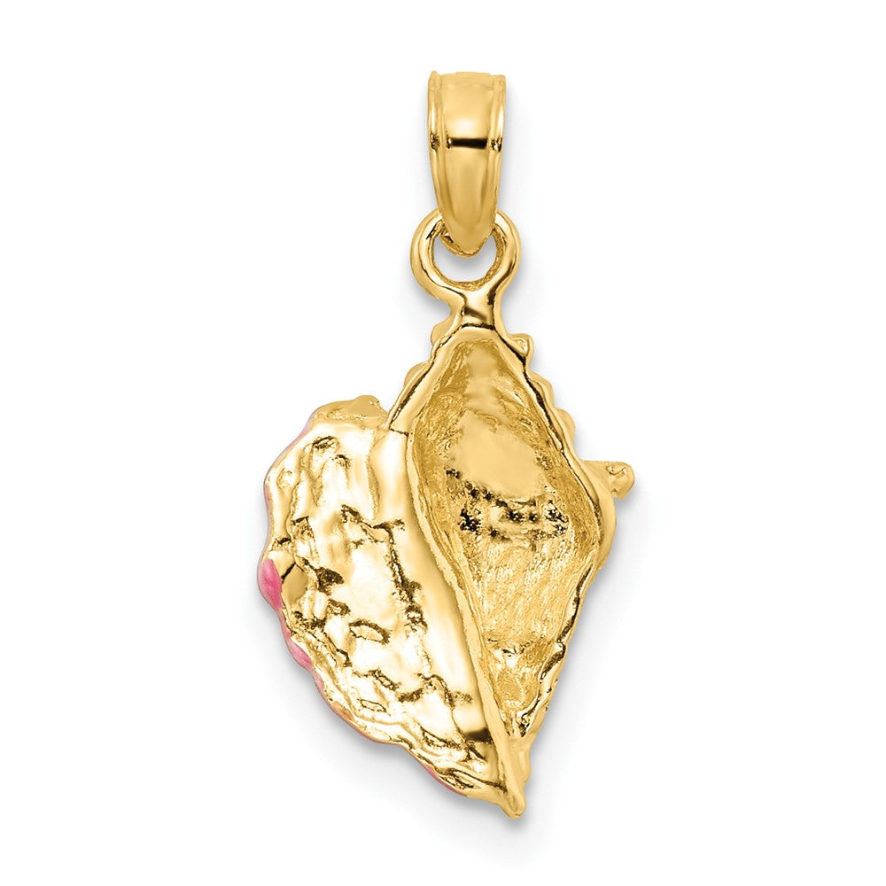 14K Gelbgold Anhänger, Muschel-Design, strukturiert und mit Emaille