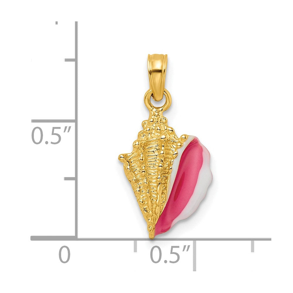 14K Gelbgold Anhänger, Muschel-Design, strukturiert und mit Emaille