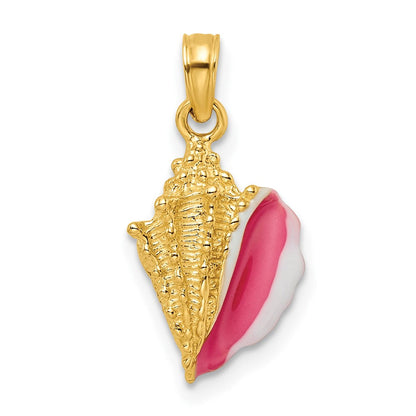 14K Gelbgold Anhänger, Muschel-Design, strukturiert und mit Emaille