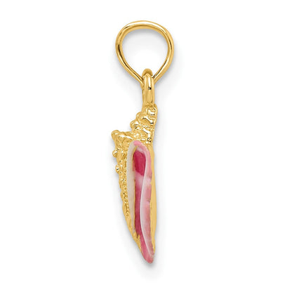 14K Gelbgold Strukturiert und Emaille Conch Muschel Anhänger