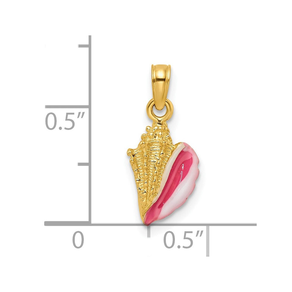 14K Gelbgold Strukturiert und Emaille Conch Muschel Anhänger
