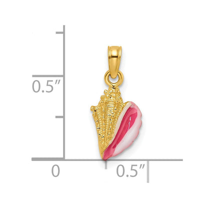 14K Gelbgold Strukturiert und Emaille Conch Muschel Anhänger