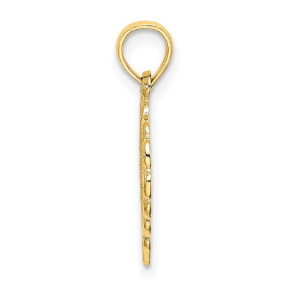 14K Gelbgold Herz mit Lace Zierde Charm