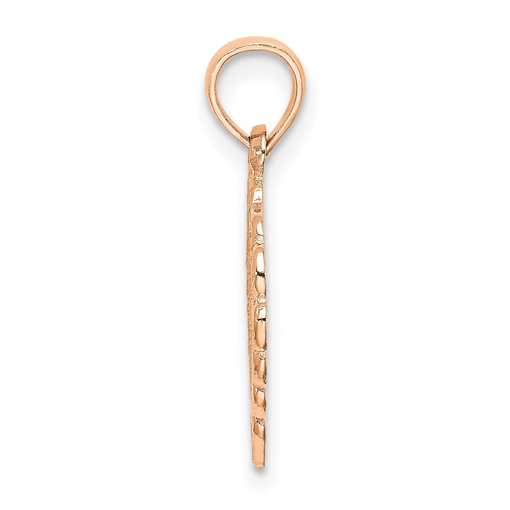 14K Roségold Poliert Lace Rand Herz Anhänger