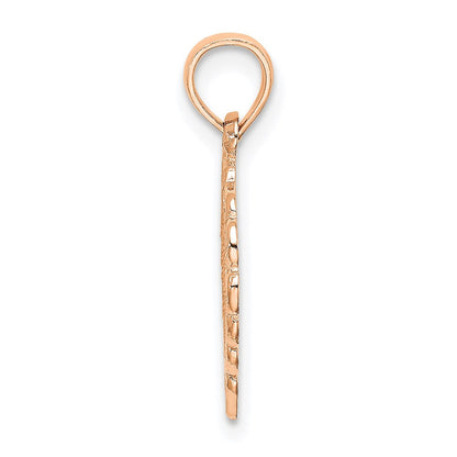14K Roségold Poliert Lace Rand Herz Anhänger