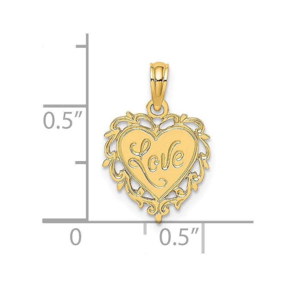 14K Gelbgold Liebe in Herz Charm