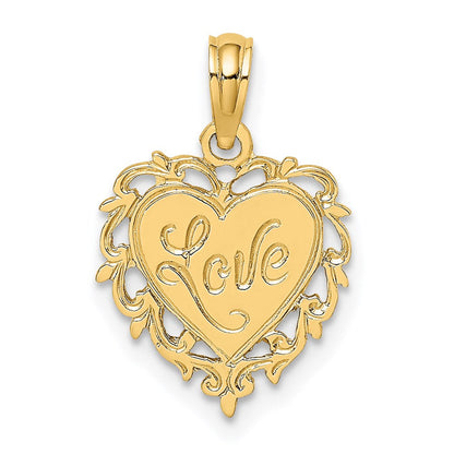 14K Gelbgold Liebe in Herz Charm