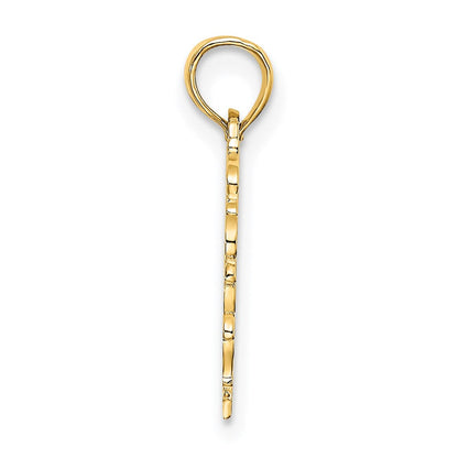 14K Gelbgold Herz mit Lace Zierde Charm