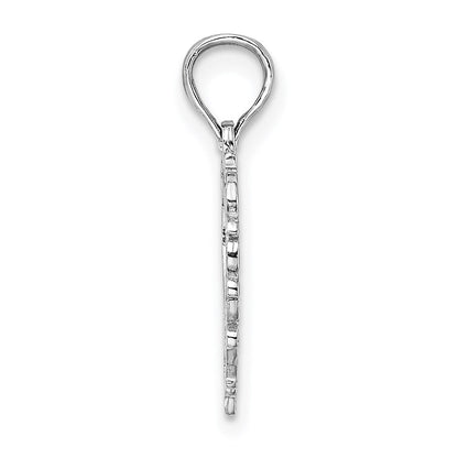 14K Weißgold Herz mit Lace Zierde Charm