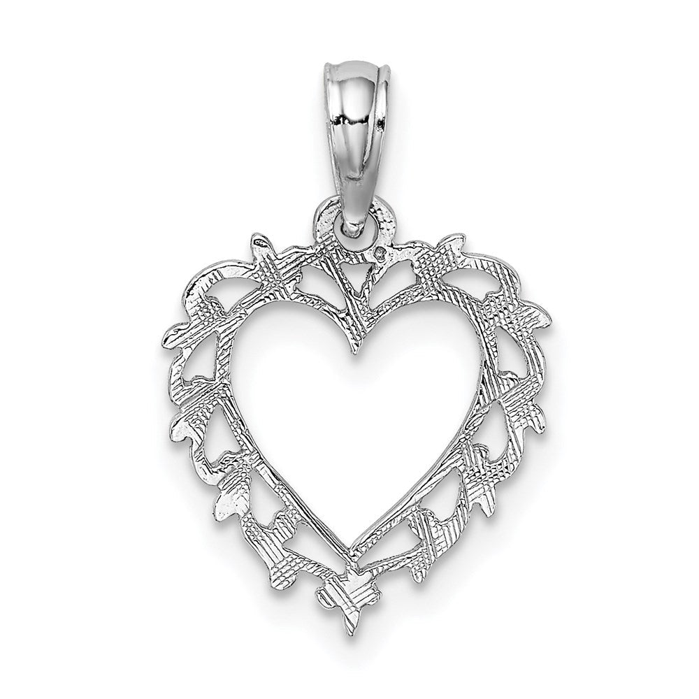 14K Weißgold Herz mit Lace Zierde Charm