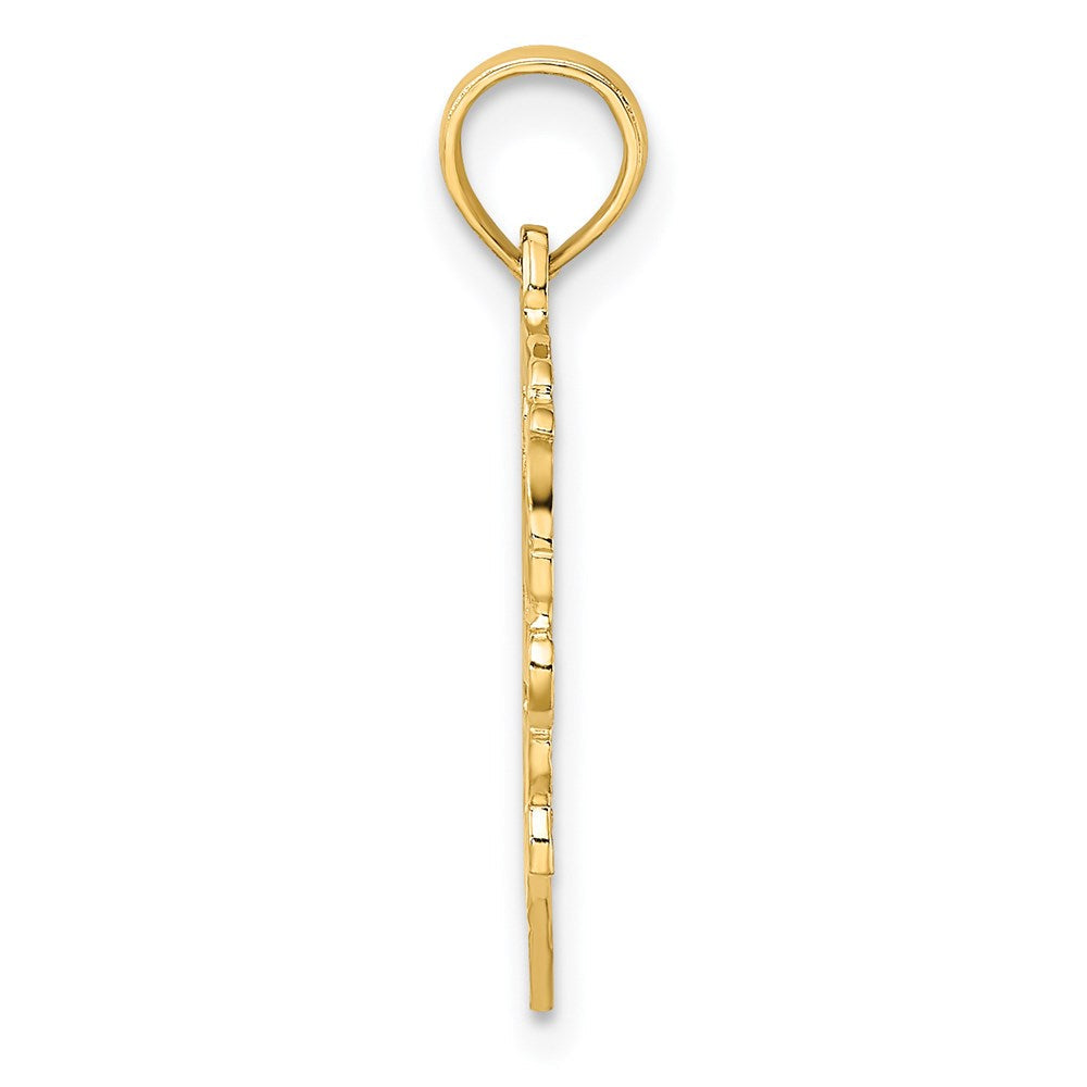 14K Gelbgold Liebe in Herz mit Blumen Design Charm