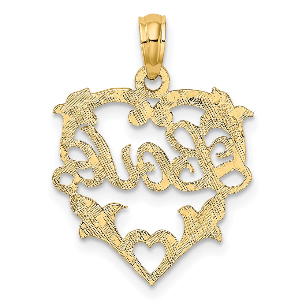 14K Gelbgold Liebe in Herz mit Blumen Design Charm