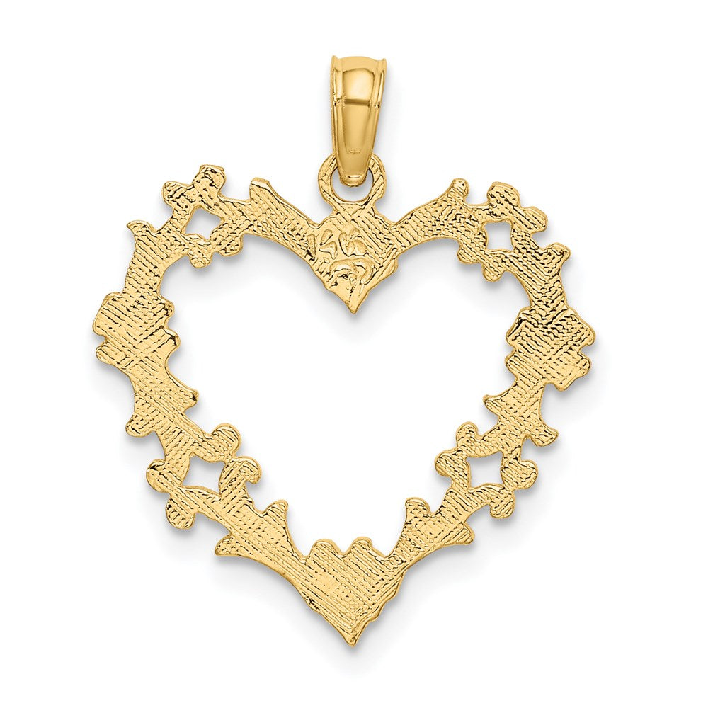 14K Gelbgold Ausgeschnitten Blumen Herz Charm
