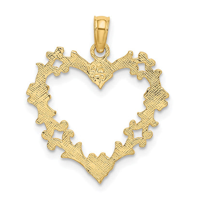 14K Gelbgold Ausgeschnitten Blumen Herz Charm