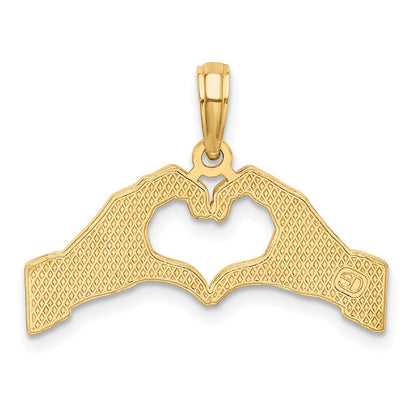 14K Gelbgold Charm „Hände formen ein Herz“