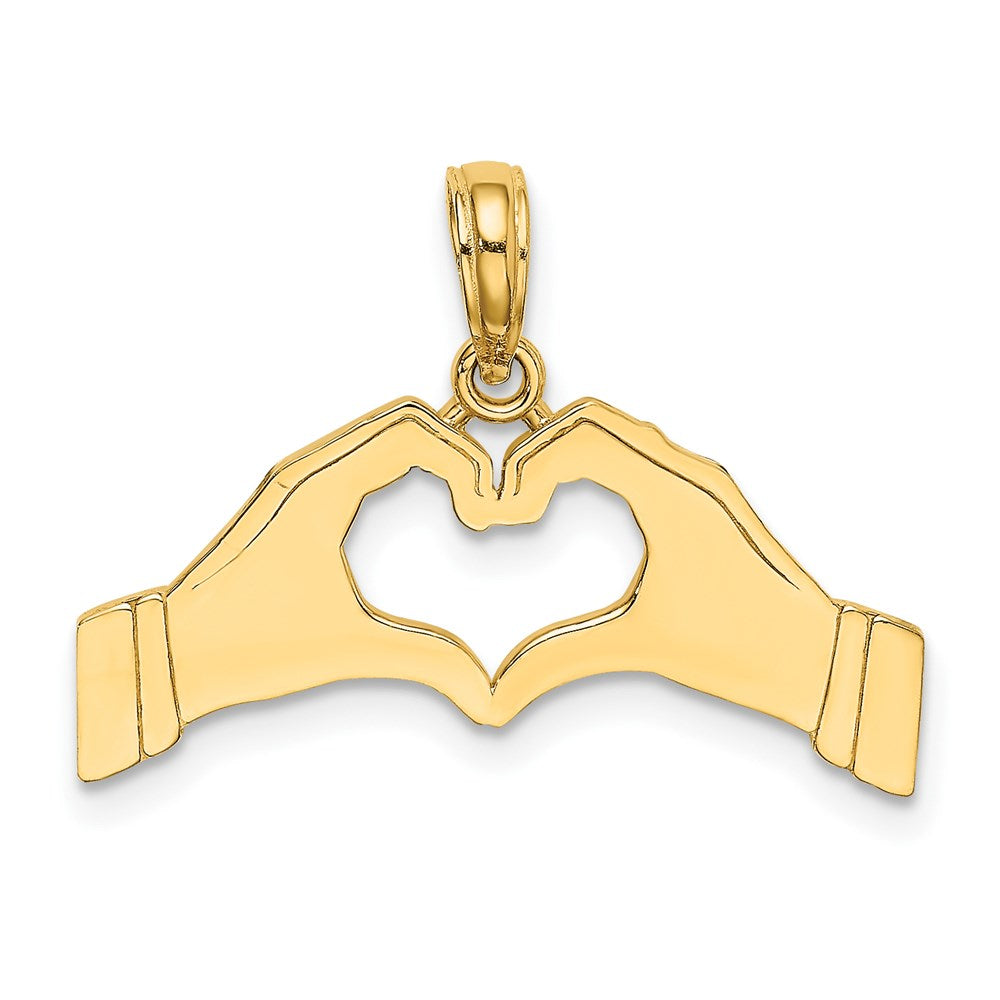14K Gelbgold Charm „Hände formen ein Herz“