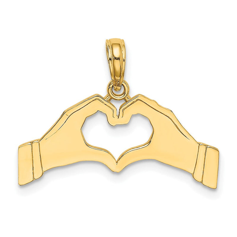 14K Gelbgold Charm „Hände formen ein Herz“