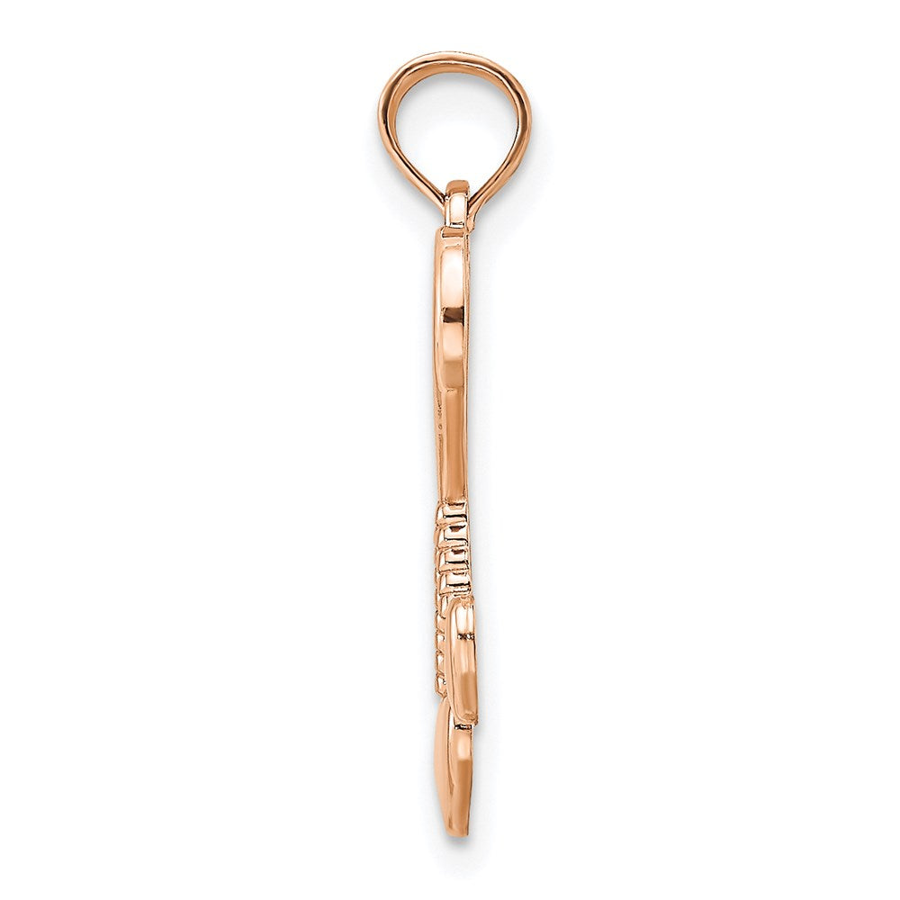 14K Roségold Poliert Tassle Herzen Anhänger