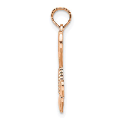 14K Roségold Poliert Tassle Herzen Anhänger
