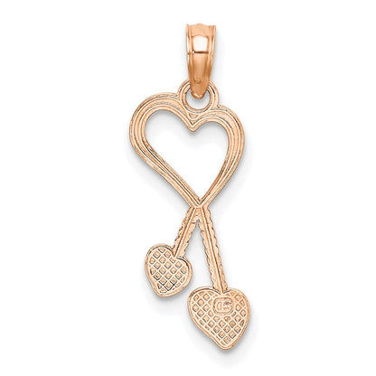 14K Roségold Poliert Tassle Herzen Anhänger