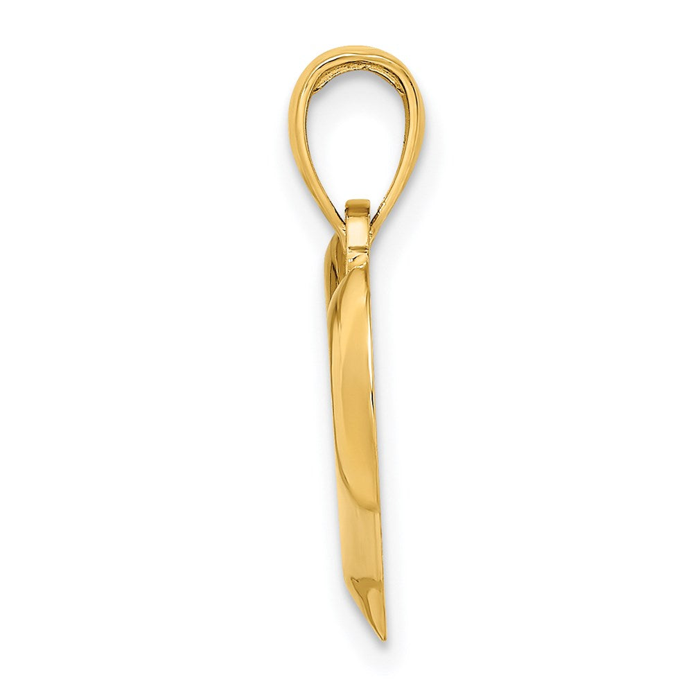 14K Gelbgold Poliert Tropfen-Herz Charm