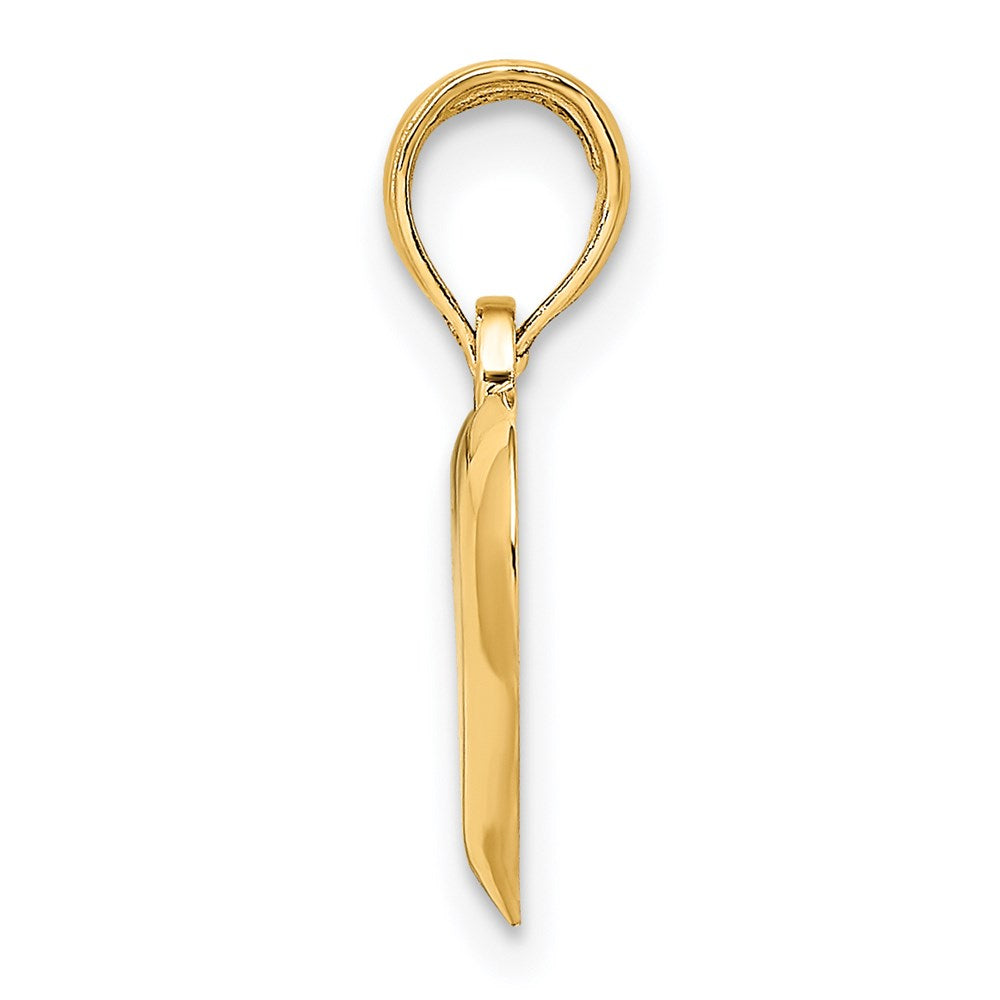 14K Gelbgold Poliert Tropfen Herz Charm