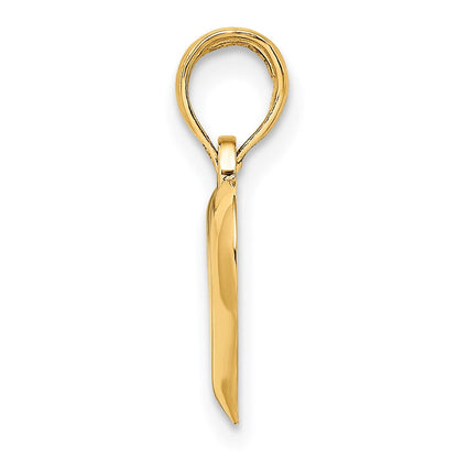 14K Gelbgold Poliert Tropfen Herz Charm
