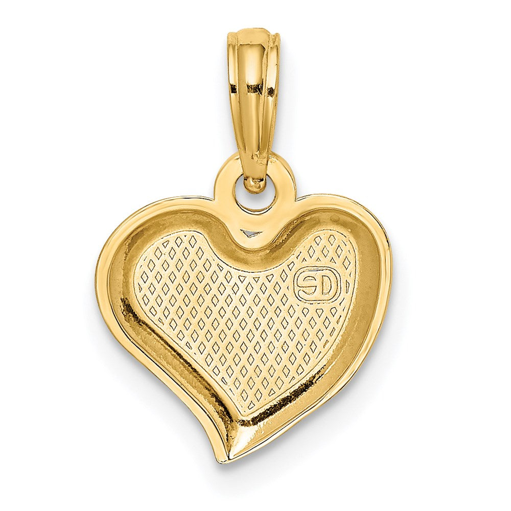 14K Gelbgold Poliert Tropfen Herz Charm