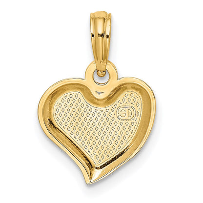 14K Gelbgold Poliert Tropfen Herz Charm