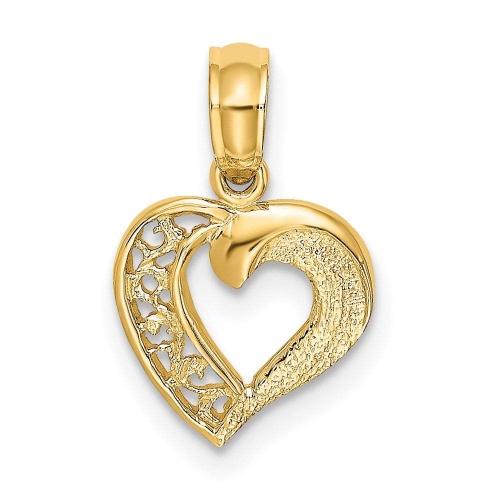 14K Gelbgold Offen Mini Herz Charm