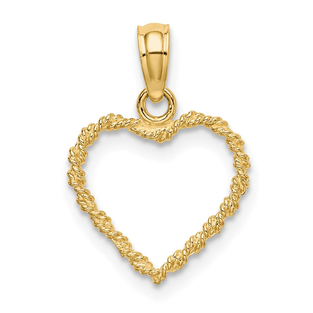14K Gelbgold 3d Kordel Herz Anhänger