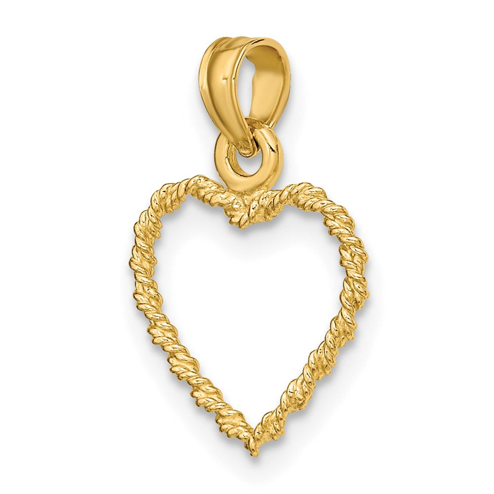 14K Gelbgold 3d Kordel Herz Anhänger