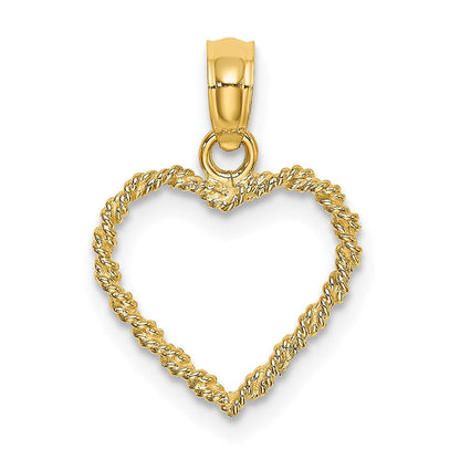 14K Gelbgold 3d Kordel Herz Anhänger
