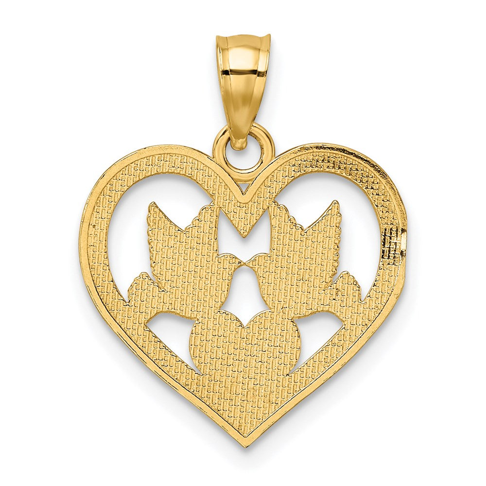 14K Gelbgold Doves in Herz Charm
